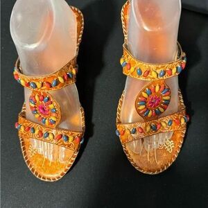 Corkys Colorful St. Kitts  Embellished Wedges Adjustable Strap  Women's Sz 9